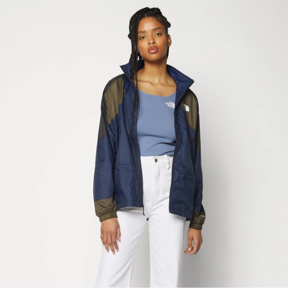 The North Face TNF X Windbreaker Jacket Green Summit Navy - Picture 5 of 10
